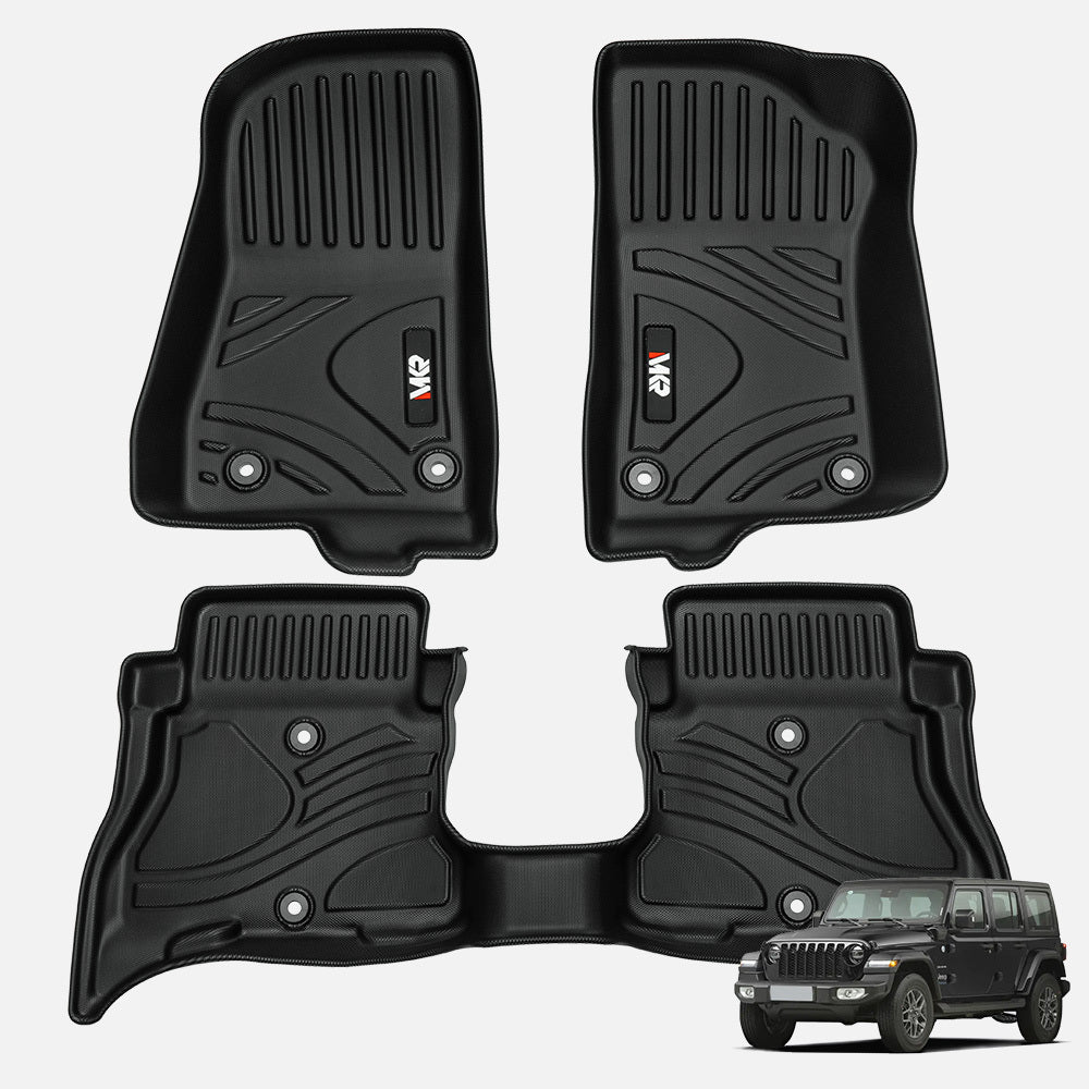 All-Weather TPE Car Floor Mats (3-Piece Set) – Fits Jeep Wrangler JL 4xe 2021-2024 | Non-Slip & Durable