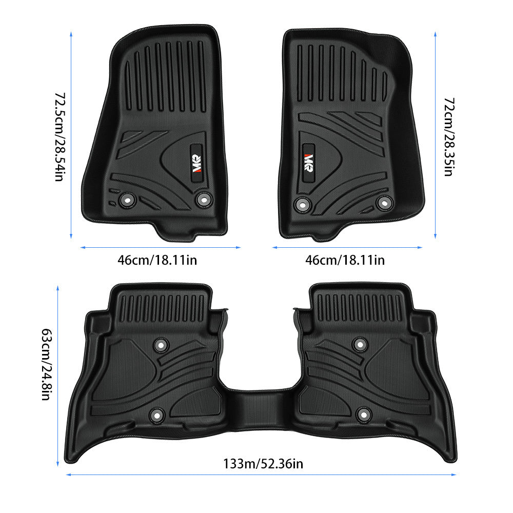 All-Weather TPE Car Floor Mats (3-Piece Set) – Fits Jeep Wrangler JL 4xe 2021-2024 | Non-Slip & Durable