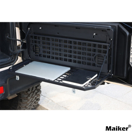 2-Tier Foldable Tailgate Table for Jeep Wrangler JK & JL (2007–2022, 4-Door) – Heavy-Duty Steel Camping Cargo Rack