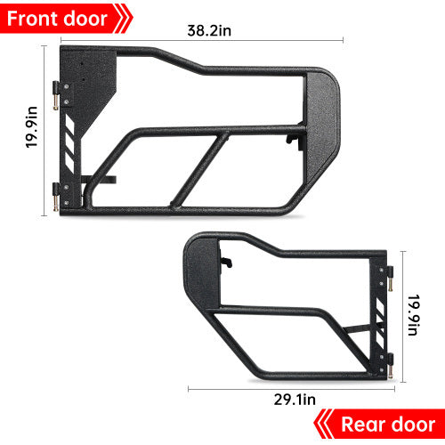Steel Tube Doors with Side Mirrors – Fits Jeep Wrangler JL / JLU & Gladiator JT (2018–2024, 4-Door & 4xe) | 4-Piece Off-Road Set