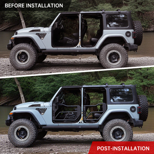 Steel Tube Doors with Side Mirrors – Fits Jeep Wrangler JL / JLU & Gladiator JT (2018–2024, 4-Door & 4xe) | 4-Piece Off-Road Set