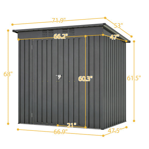 6x4 Ft Outdoor Metal Storage Shed – All-Weather Tool Shed for Garden, Lawn & Backyard | Double Hinged Door, Lockable, Black