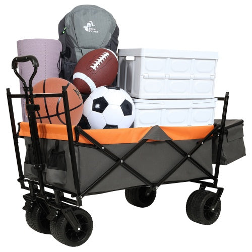 480 lbs Collapsible Wagon with Canopy & Mosquito Net – Heavy-Duty Foldable Wagon Stroller with 7" All-Terrain Wheels for Camping, Sports, Garden & Beach