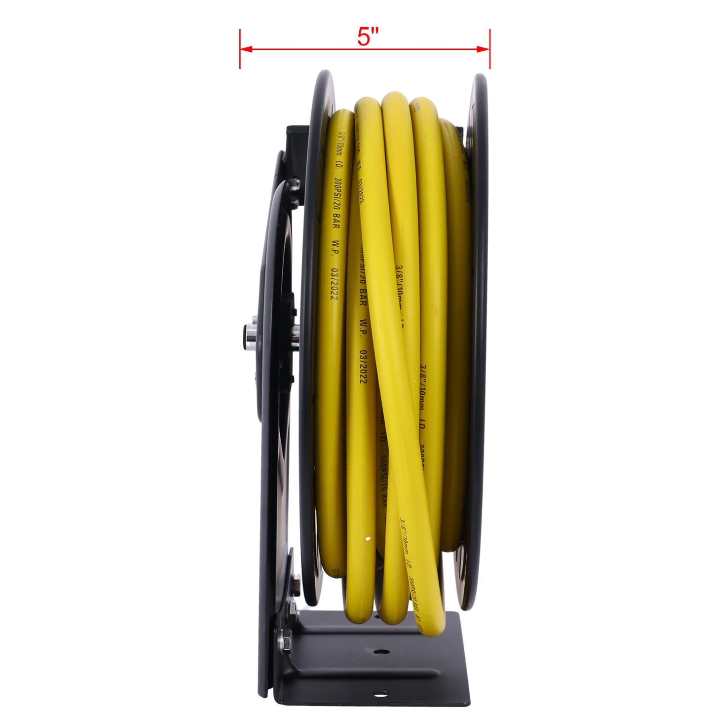 Retractable Air Hose Reel – 3/8" x 50 Ft Hybrid Polymer Hose (Max 300 PSI) | Heavy-Duty Steel Frame Wall-Mount Reel for Garage, Workshop & Industrial Use