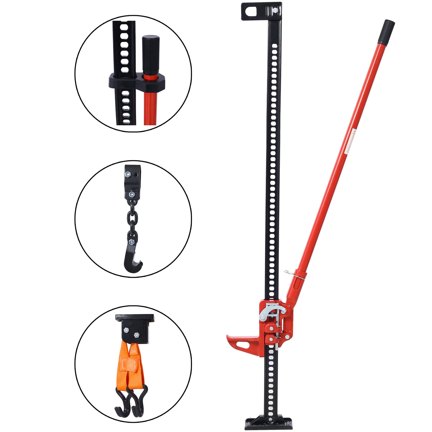 Heavy-Duty 7000 lb Off-Road Farm Jack (60") – Ratchet-Style Utility Lift for Trucks, SUVs, Tractors & Bumper Lifts – Red Steel Construction