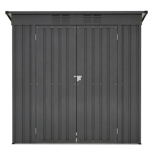 6x4 Ft Outdoor Metal Storage Shed – All-Weather Tool Shed for Garden, Lawn & Backyard | Double Hinged Door, Lockable, Black