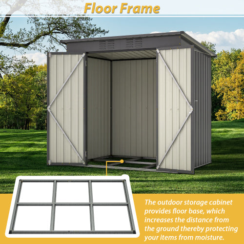 6x4 Ft Outdoor Metal Storage Shed – All-Weather Tool Shed for Garden, Lawn & Backyard | Double Hinged Door, Lockable, Black