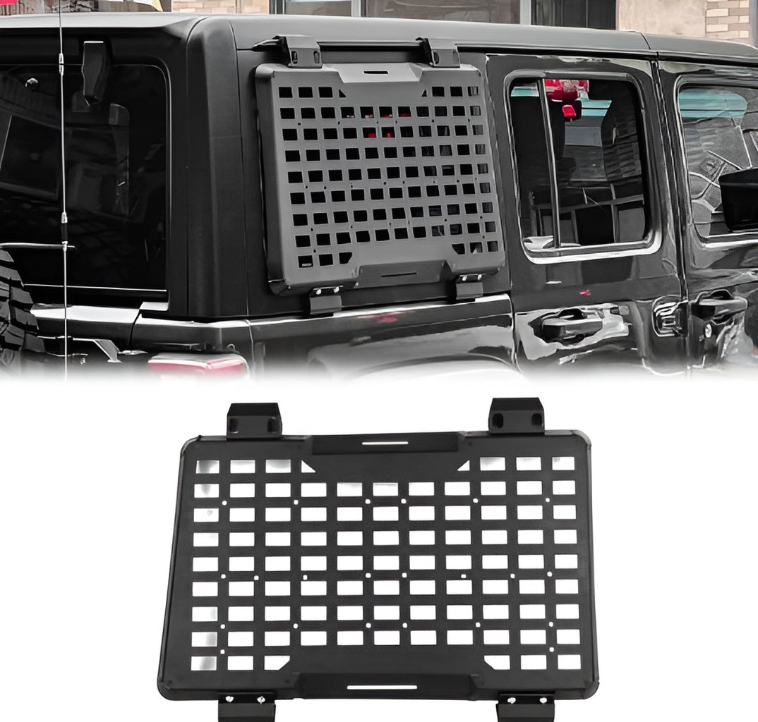 Rear Window MOLLE Panel Storage System (Right Side) – Fits Jeep Wrangler JL 4-Door 2018–2023 | Aluminum Alloy Organizer Rack