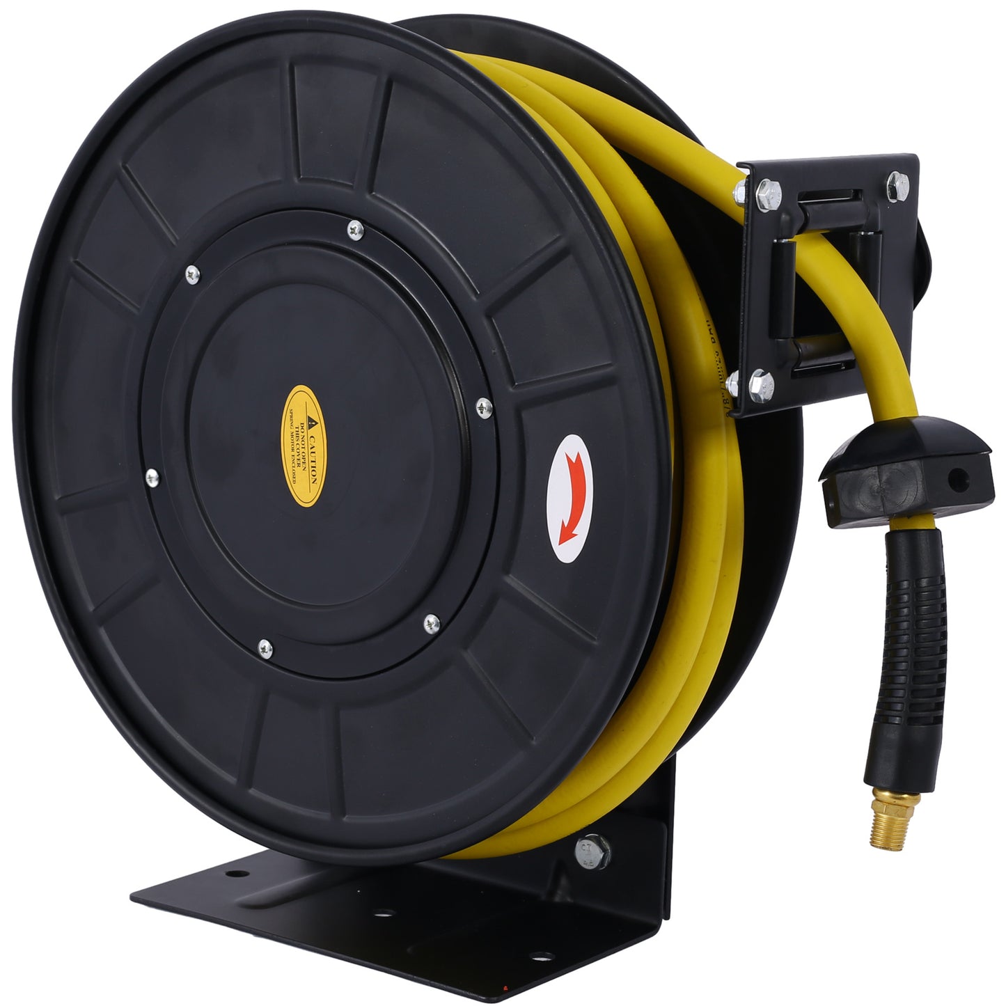 Retractable Air Hose Reel – 3/8" x 50 Ft Hybrid Polymer Hose (Max 300 PSI) | Heavy-Duty Steel Frame Wall-Mount Reel for Garage, Workshop & Industrial Use