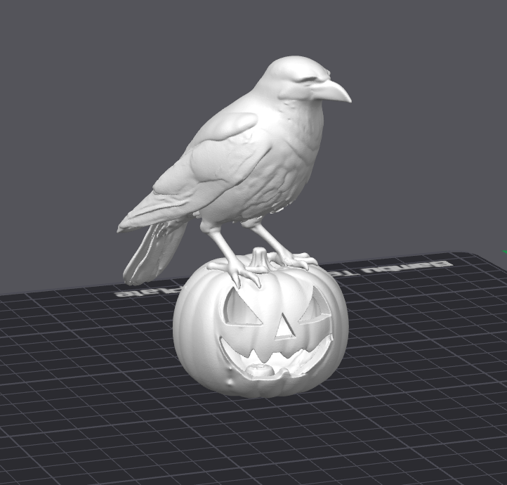 Crow on Jack-oβ-Lantern STL File | Halloween 3D Model | Digital Download for 3D Printing, Spooky Decor & Pumpkin Figurine