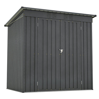6x4 Ft Outdoor Metal Storage Shed – All-Weather Tool Shed for Garden, Lawn & Backyard | Double Hinged Door, Lockable, Black