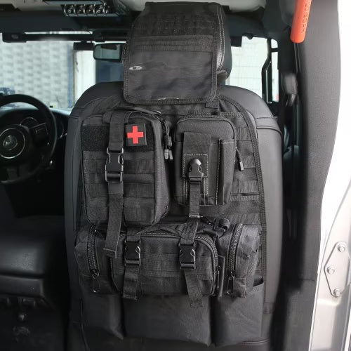 Universal Tactical Back Seat Organizer with 3 Detachable MOLLE Pouches – Heavy-Duty Oxford Storage System for Cars, Jeeps & Trucks