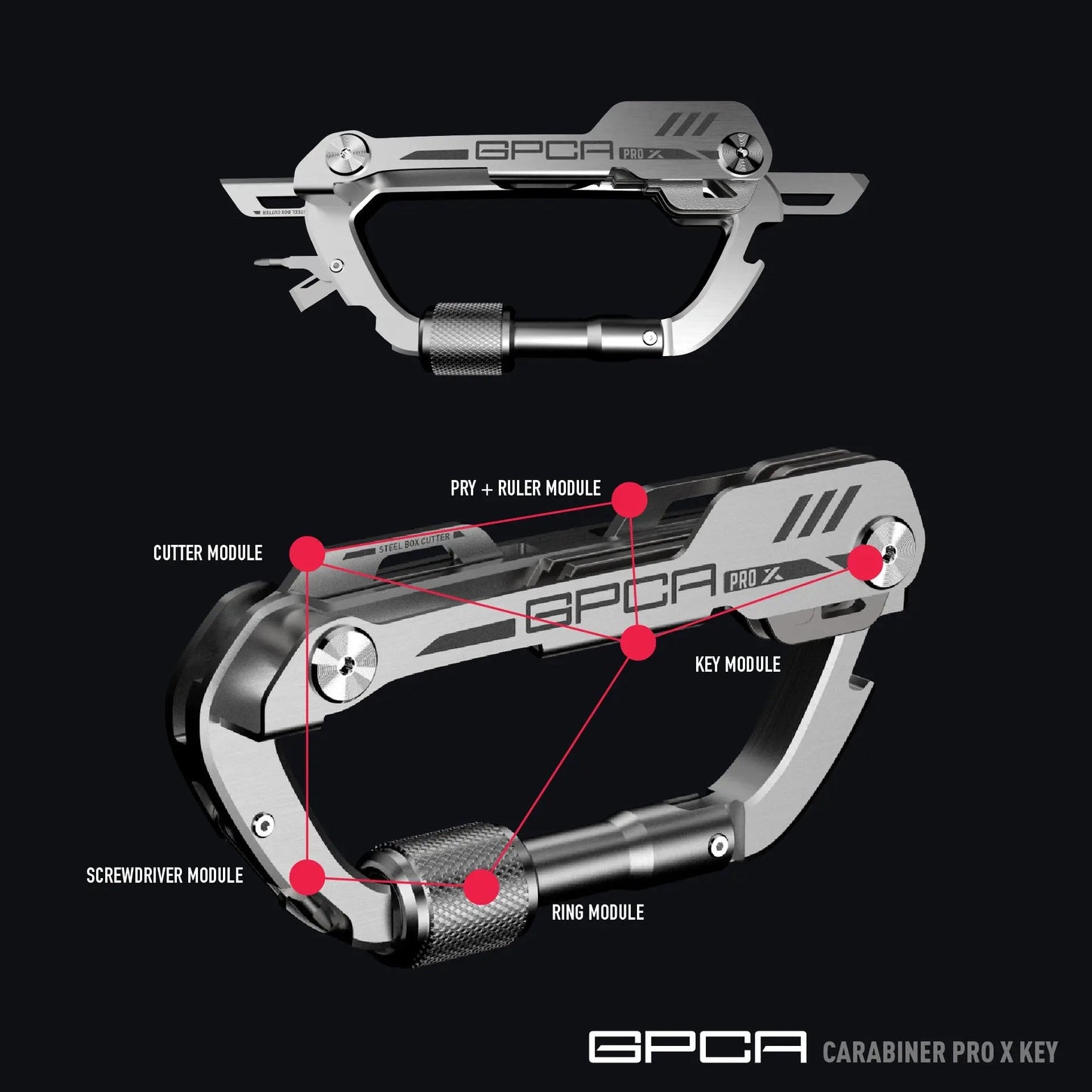 GPCA Carabiner PRO X KEY - Premium EDC Keychain with Built-in Tools