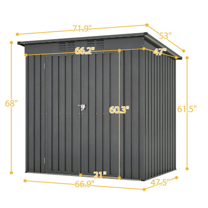 6x4 Ft Outdoor Metal Storage Shed – All-Weather Tool Shed for Garden, Lawn & Backyard | Double Hinged Door, Lockable, Black