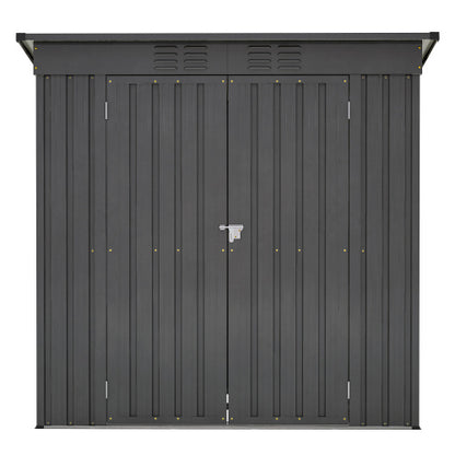 6x4 Ft Outdoor Metal Storage Shed – All-Weather Tool Shed for Garden, Lawn & Backyard | Double Hinged Door, Lockable, Black
