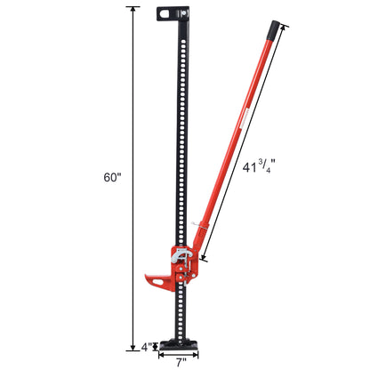 Heavy-Duty 7000 lb Off-Road Farm Jack (60") – Ratchet-Style Utility Lift for Trucks, SUVs, Tractors & Bumper Lifts – Red Steel Construction