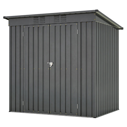 6x4 Ft Outdoor Metal Storage Shed – All-Weather Tool Shed for Garden, Lawn & Backyard | Double Hinged Door, Lockable, Black