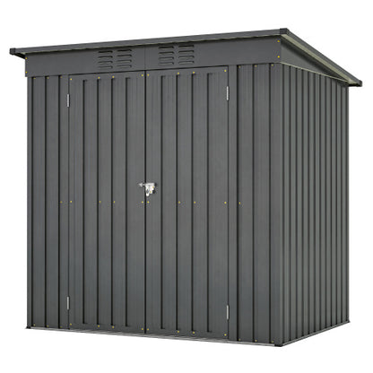 6x4 Ft Outdoor Metal Storage Shed – All-Weather Tool Shed for Garden, Lawn & Backyard | Double Hinged Door, Lockable, Black