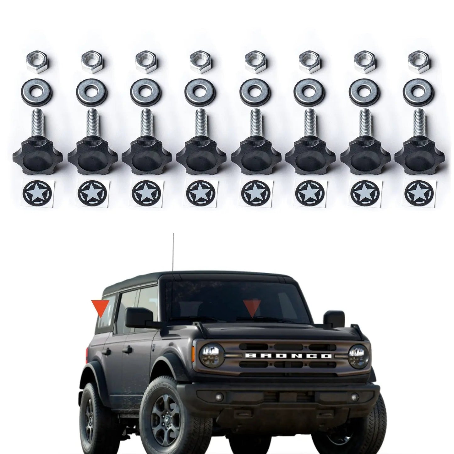 GP-Star Hardtop Quick-Release Thumbscrew Set - Fits Jeep® Wrangler, Gladiator & Ford® Bronco®