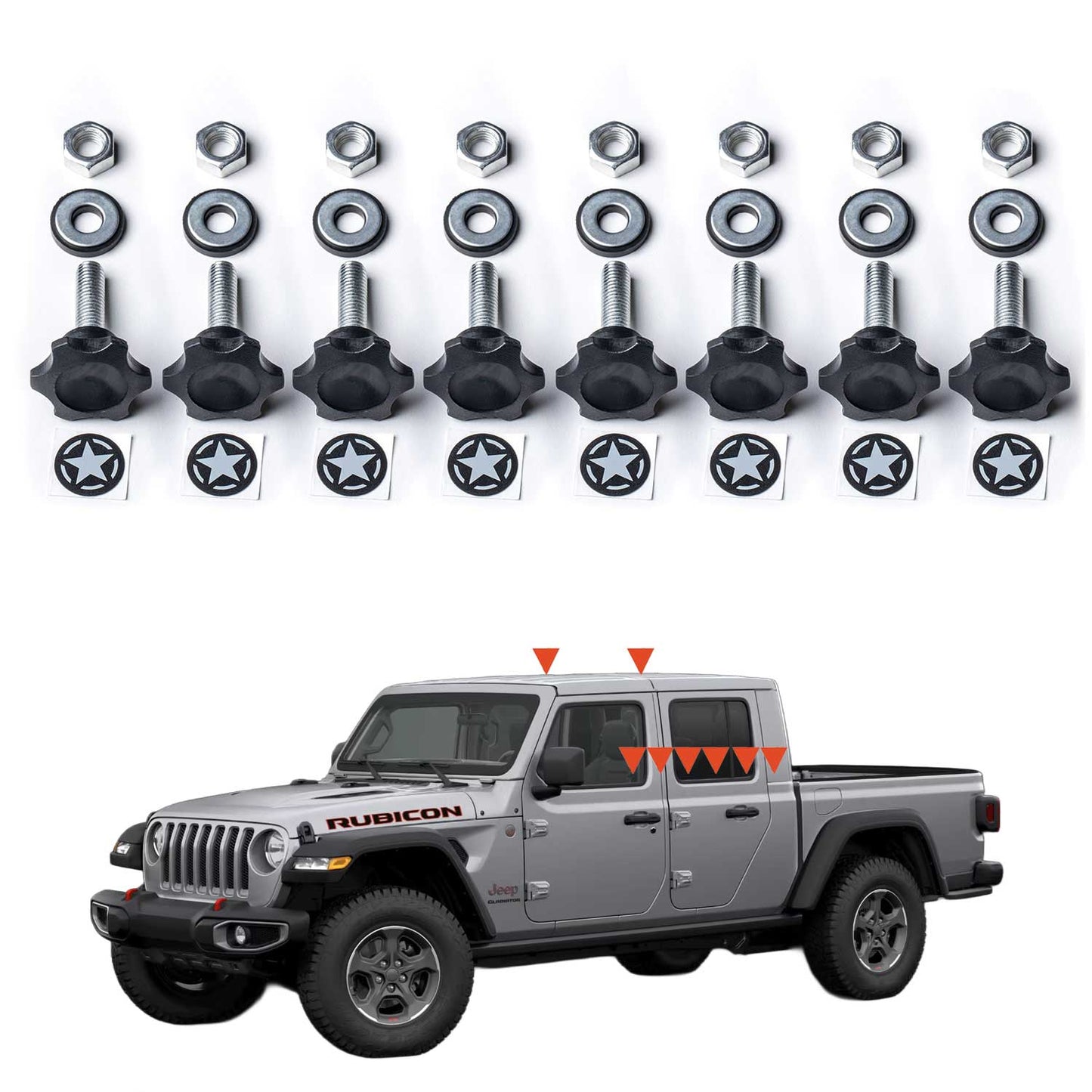 GP-Star Hardtop Quick-Release Thumbscrew Set - Fits Jeep® Wrangler, Gladiator & Ford® Bronco®