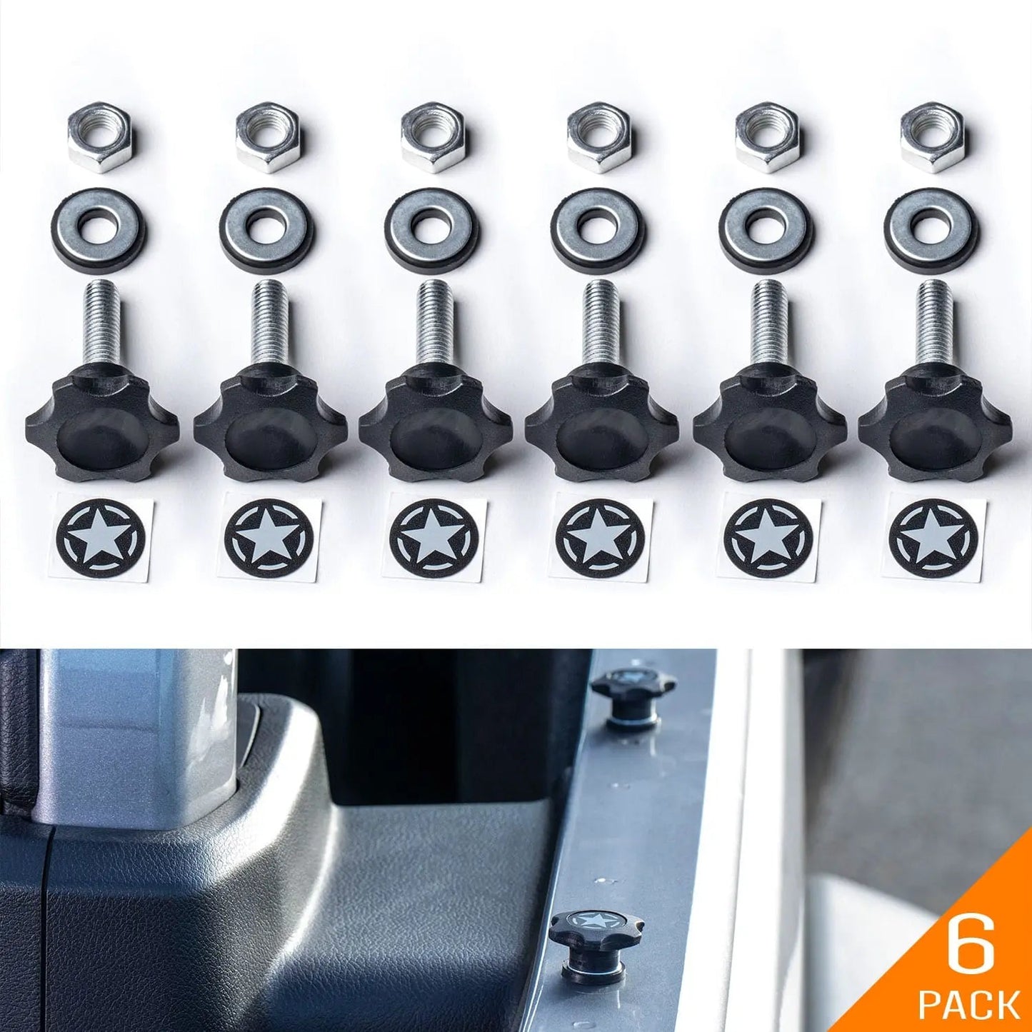 GP-Star Hardtop Quick-Release Thumbscrew Set - Fits Jeep® Wrangler, Gladiator & Ford® Bronco®