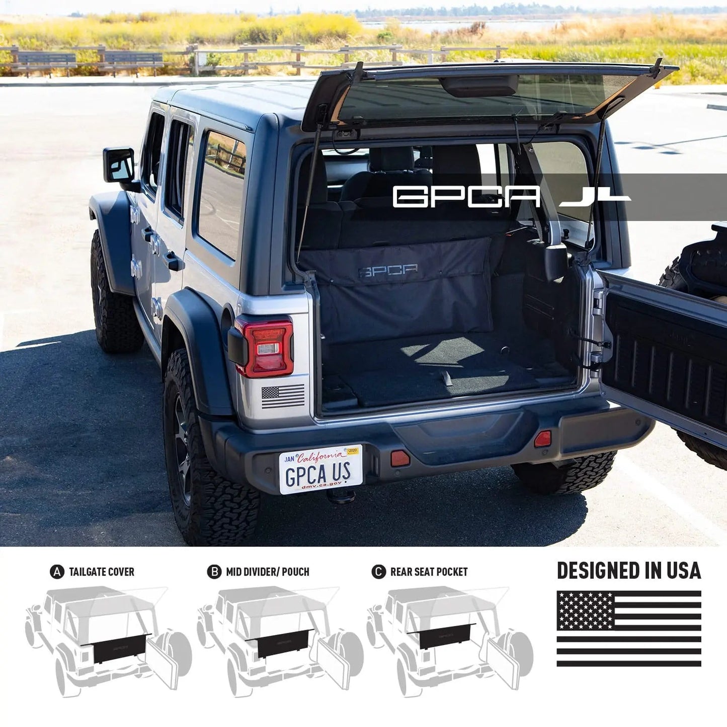 GPCA Cargo Organizer for Jeep® Wrangler JL/JK - Tailgate Cover & Storage