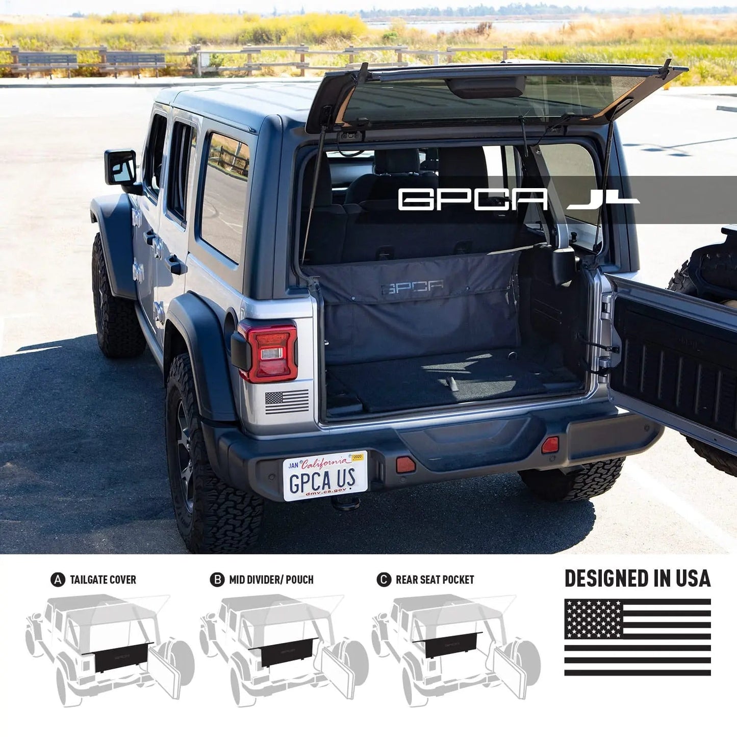 GPCA Cargo Organizer for Jeep® Wrangler JL/JK - Tailgate Cover & Storage