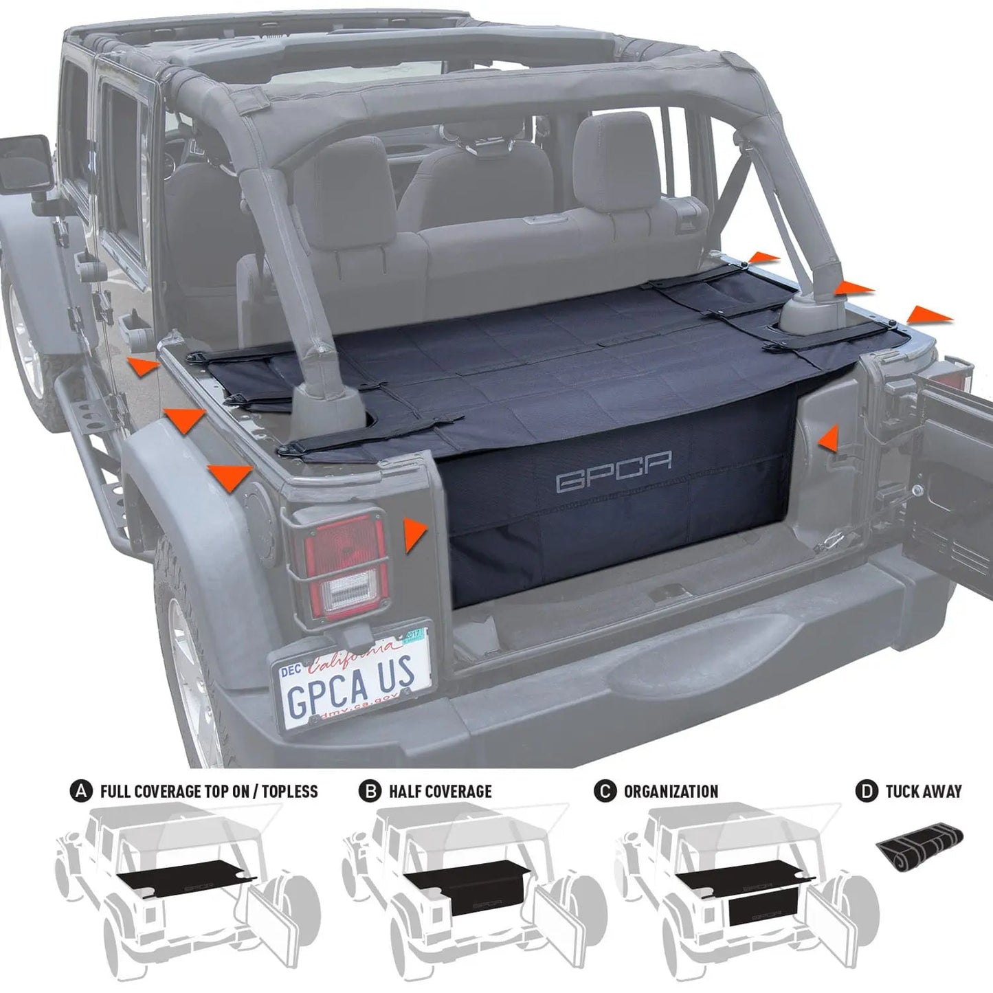 GPCA Cargo Cover PRO Freedom Pack for Jeep® Wrangler JK 4DR - Heavy-Duty