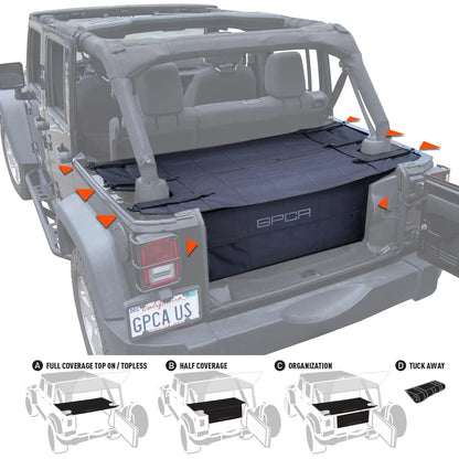 GPCA Cargo Cover PRO Freedom Pack for Jeep® Wrangler JK 4DR - Heavy-Duty