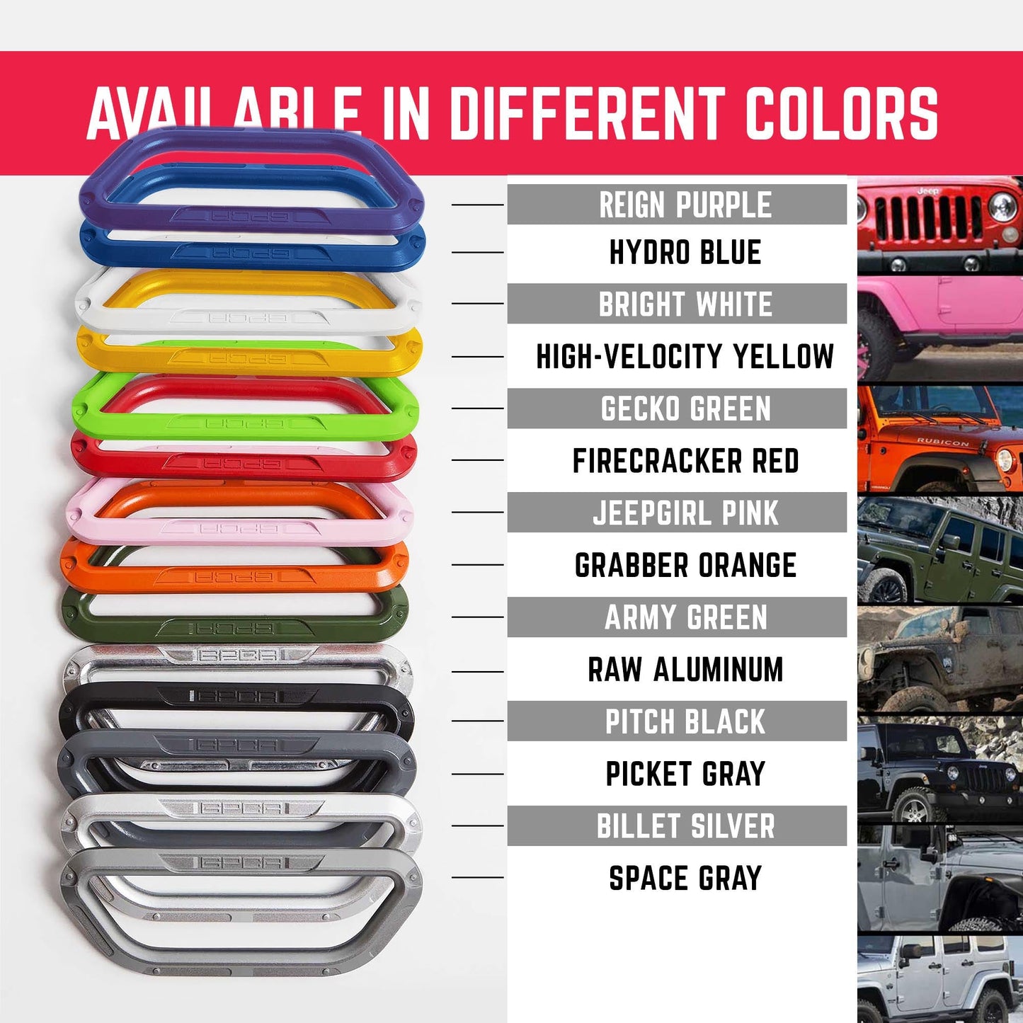 GP Grip PRO Grab Handle for Jeep® Wrangler 2007-23 | 12 Colors Available