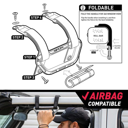 GP-Grip AIR Grab Handle - Fits Jeep® Gladiator 2024+ | Aluminum Roll Bar Handle