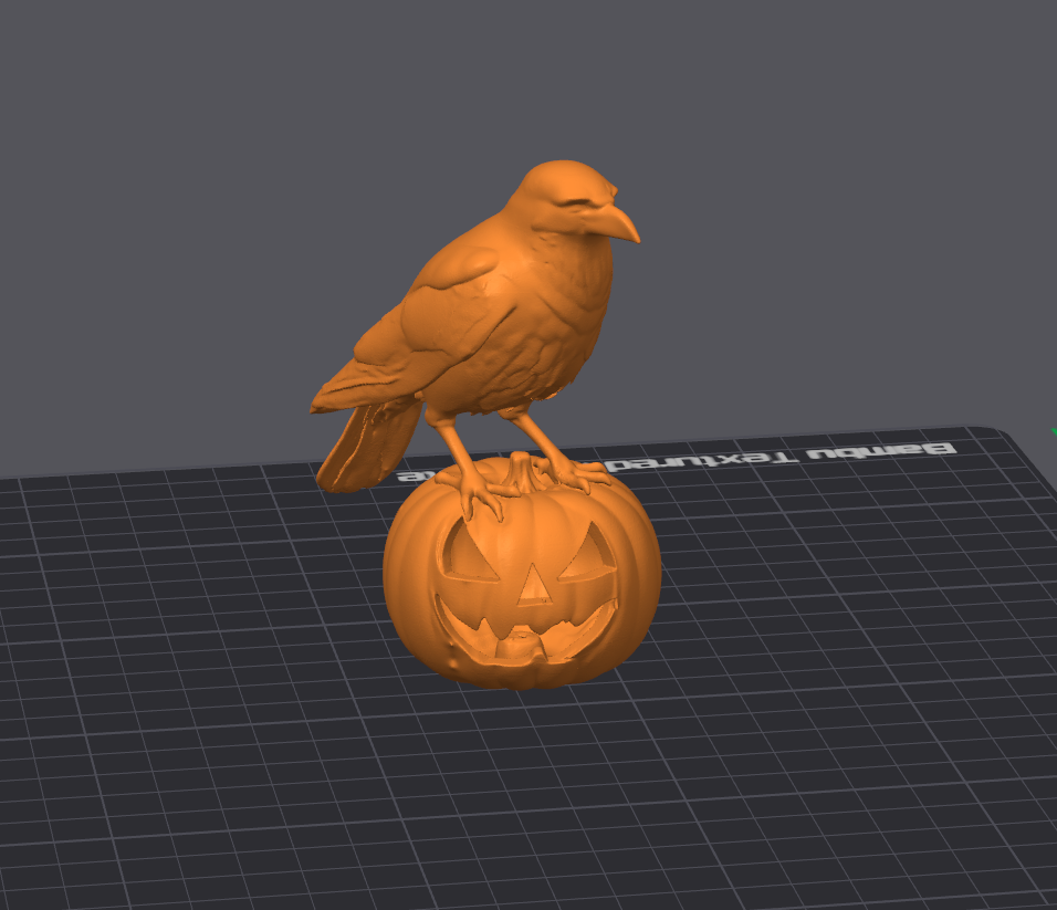 Crow on Jack-o’-Lantern STL File | Halloween 3D Model | Digital Download for 3D Printing, Spooky Decor & Pumpkin Figurine