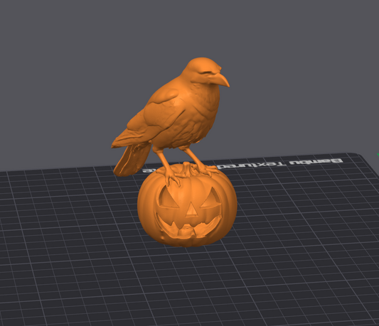 Crow on Jack-o’-Lantern STL File | Halloween 3D Model | Digital Download for 3D Printing, Spooky Decor & Pumpkin Figurine