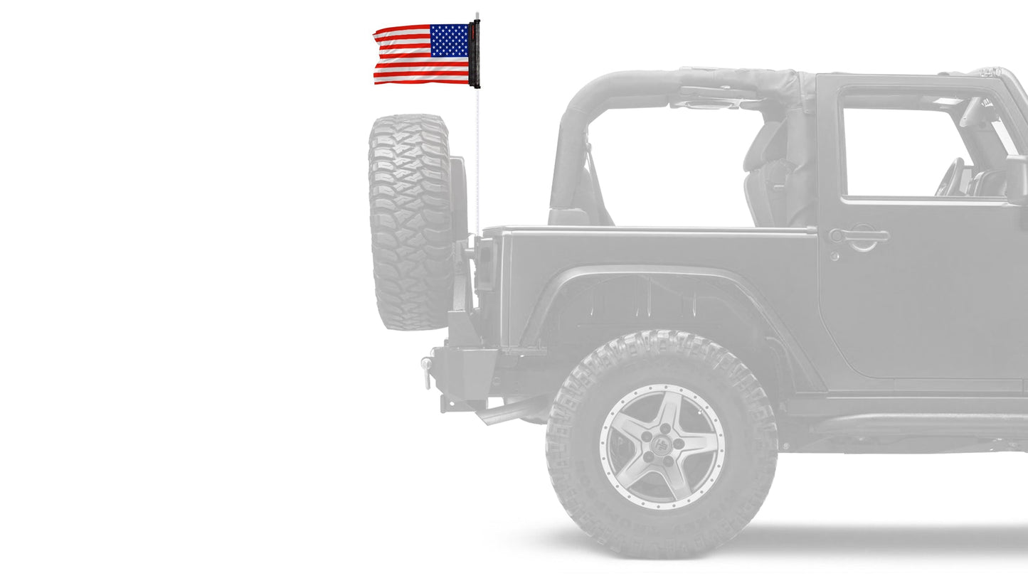 USA Ol' Glory Stars & Stripes 12"x18" Forever Wave Flag – Fits Jeep Wrangler JLU 4-Door 2018-Present