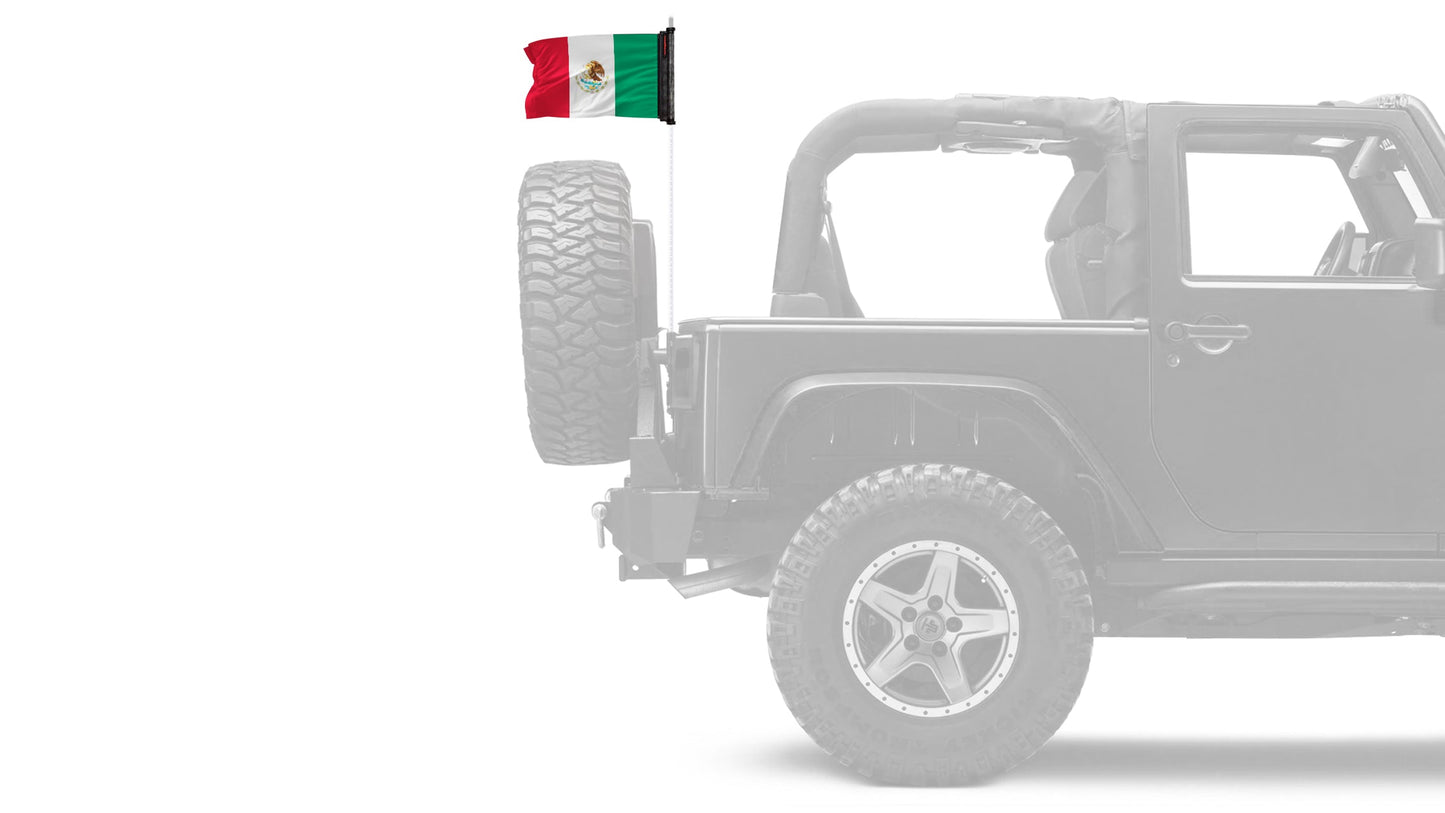 Mexico 12"x18" Forever Wave Flag – Fits Jeep Wrangler JK 2-Door 2007-2018