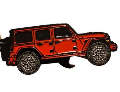 Llavero y abridor de botellas exclusivos de metal esmaltado en 3D aptos para Jeep Wrangler JL